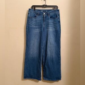 Old Navy High Rise Wow Wide Leg Jeans Size 12 Petite Medium Wash Denim